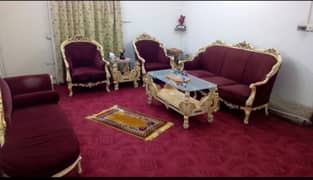 5 seater sofa set with pure resham wood,one setti and 2 side tablesr