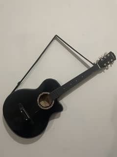 black guitar with strap