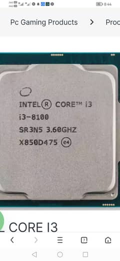 I3 8th generatigon 8100 processor
