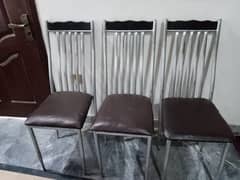 3 piece of Leather  Aluminum Dining Chairs