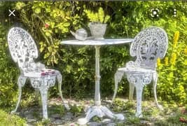 set of 4 chairs with 1 table in aluminum casting