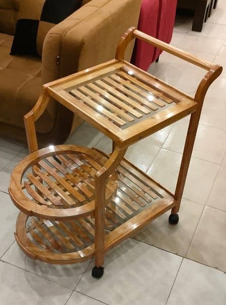 beech wood goll bagi tea trolley 0