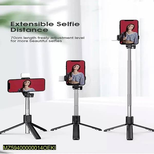 Selfie stick with LED light mini tripod stand - Selfie Sticks - 1089026660
