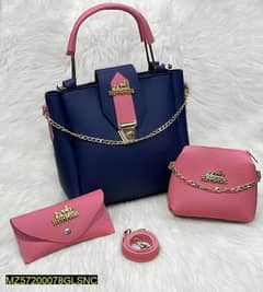 women pu leather plain handbag pack of 3
