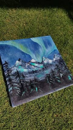 Nothern Lights Oil Painting 14 x 14 Inches