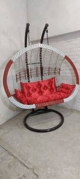 Double Hanging Jhoola Egg Shaped Swing Chair with Stand,Cushion 6