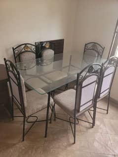 DINING GLASS TABLE WITH 6 CHAIRS