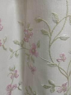 Flower Curtain (Off white with Pink and Green Floweres) (01 piece)