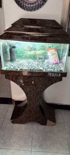 fish aquarium with table and all aceseris for sell.