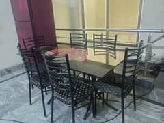 Dining Table with 6 Metal Chairs | Elegant Look