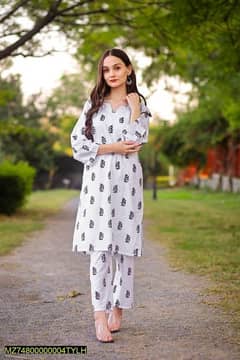 White  stylish cotton Stiched suit for women.