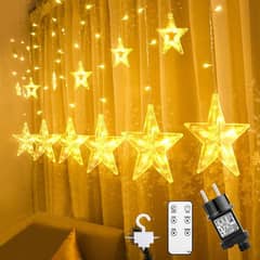 138 LED 12 Stars Curtain Connectable with Remote Control Fairy Decorat