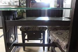 Glass Dinning Table with 6 wooden chairs