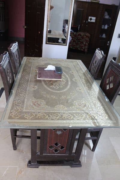 Glass Dinning Table with 6 wooden chairs 5