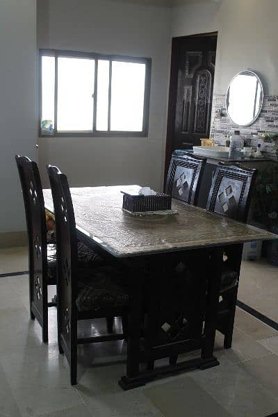 Glass Dinning Table with 6 wooden chairs 6