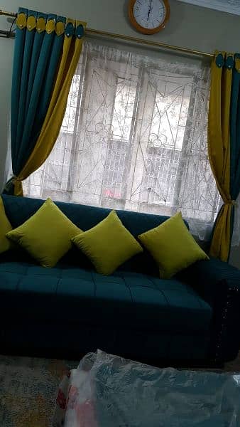 Sofa set with table and curtains 1