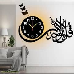 calligraphy heart design wall clock with light