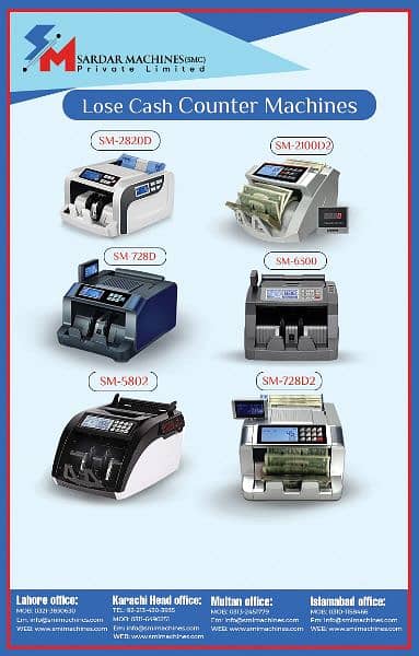 cash currency note counting machines with fake note detection PKR USD 17