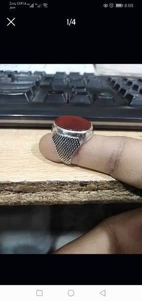 silver ring with irani aqeeq 0