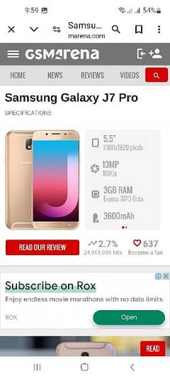 Samsung Galaxy j7 Pro 3GB Memory  16 GB RAM