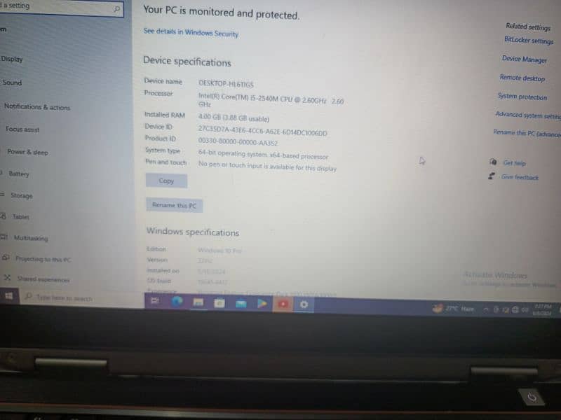 Dell i5  2nd generation 4gb ram & 500 gb ssdr 7