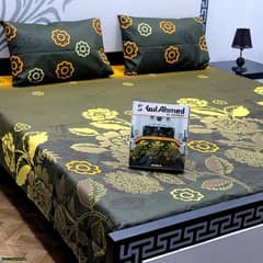 3 Pcs Cotton Salonica Printed Double Bedsheet, Free Delivery