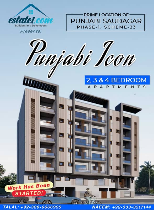 PUNJABI ICON, Digging Started, 4 Bed Lounge,2 Bed Lounge, 3 Bed DD Lounge, Digging Started, Lift, Standby Generator, 16 Months Installments On Booking Available. 4