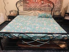 bed set with dressing table and two side tables  rod iron