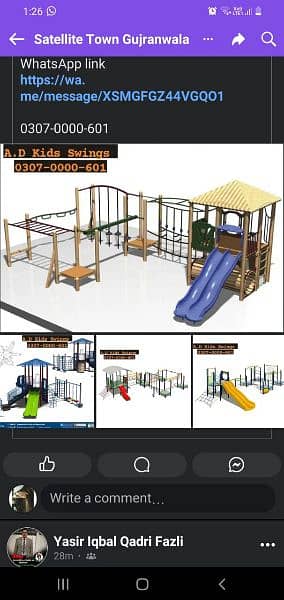 Multiple Swings & Slide| Wooden Tree House |Seesaw| Bench|Gazibo 14