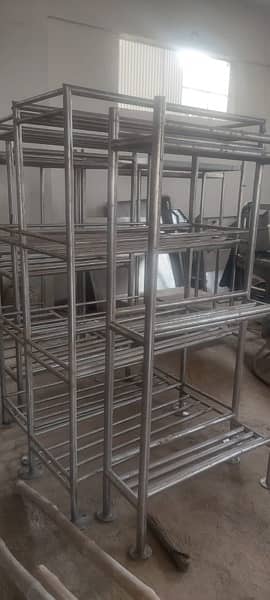 Steel table, racks, platform, stand, chair 10