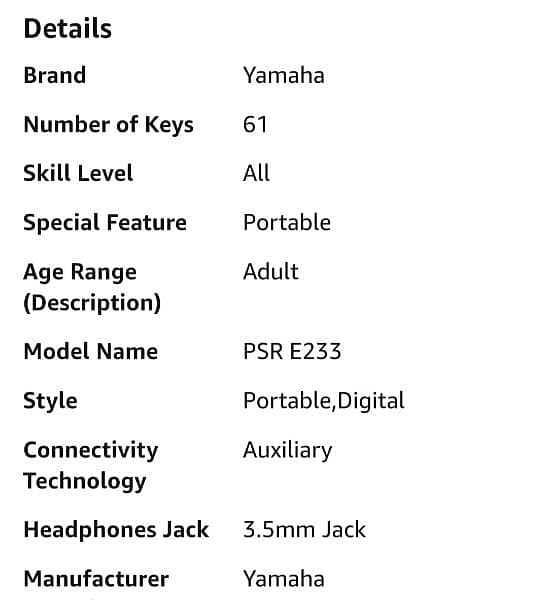 YAMAHA PSR E233 SERIES 6