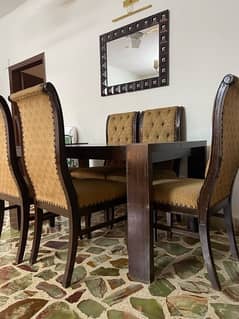 6 Chair wood set dining table - Sale