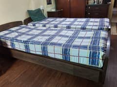 2 Single beds along with imported mattresses
