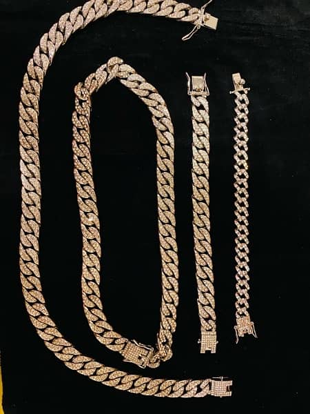 Italian 925 Ring chains Braslats Couple Ring gold plated chain 15