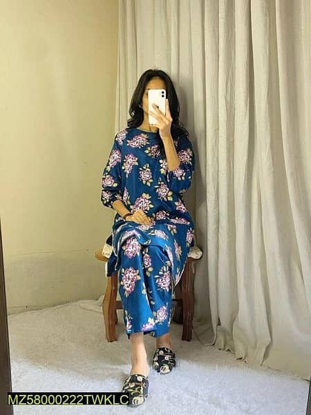 Free Delivery  2 Pcs Women's Stitched Linen Printed Suit 5