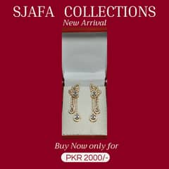 White zirconia & gold finish dangler earrings from Khush Bakht Catalog 0