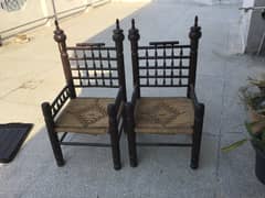 Pair of Two Beautiful Wooden Chairs (Vintage Design) Price negotiable