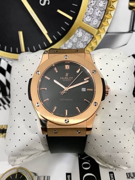 HUBLOT-ROSE GOLD/AUTOMATIC NEW WATCH-RADO-OMEGA-ROLEX-TAG-TISSOT-SEIKO 0