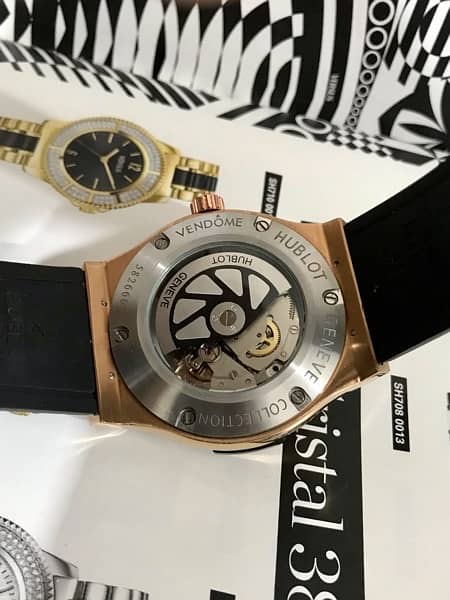 HUBLOT-ROSE GOLD/AUTOMATIC NEW WATCH-RADO-OMEGA-ROLEX-TAG-TISSOT-SEIKO 1