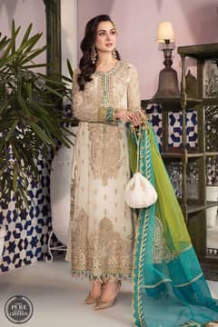 Maria B Embroidered Unstitched 3 Piece Chiffon Suit – Party Wear