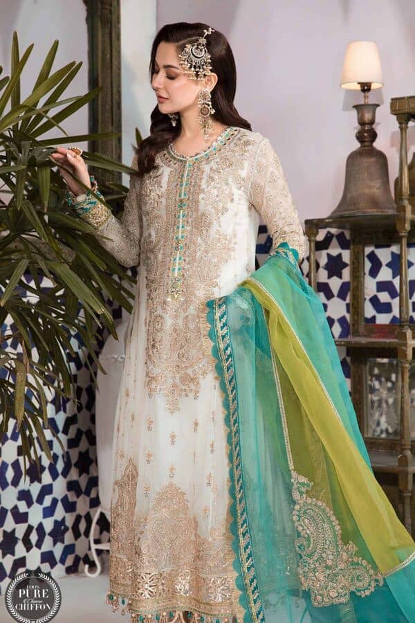 Maria B Embroidered Unstitched 3 Piece Chiffon Suit – Party Wear 1