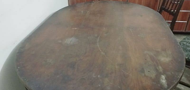 original wood made dining table with six chairs 4