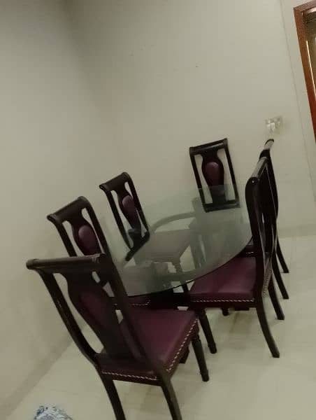 wooden glass dinning table with 6 chairs 3