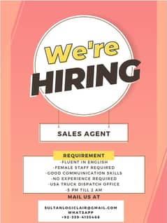 Sales Agent required for Truck Dispatching in EME Society