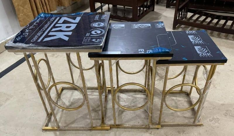 100% Brand New Black Gold Net-set table - SET of 3 0