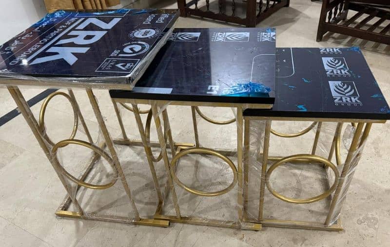 100% Brand New Black Gold Net-set table - SET of 3 3