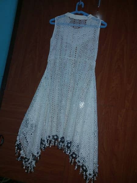 shinny White color frock 2