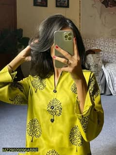 2 pcs women's stitched Arabic lawn printed shirt and trouser