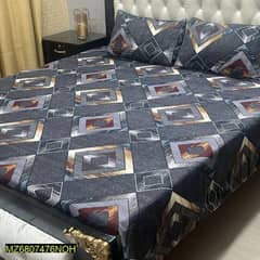 3 PCs Crystal Cotton Printed Double Bedsheet 0