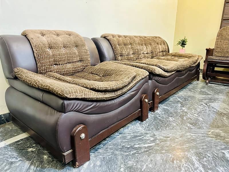 leather 6 seat sofa set in good condition 6